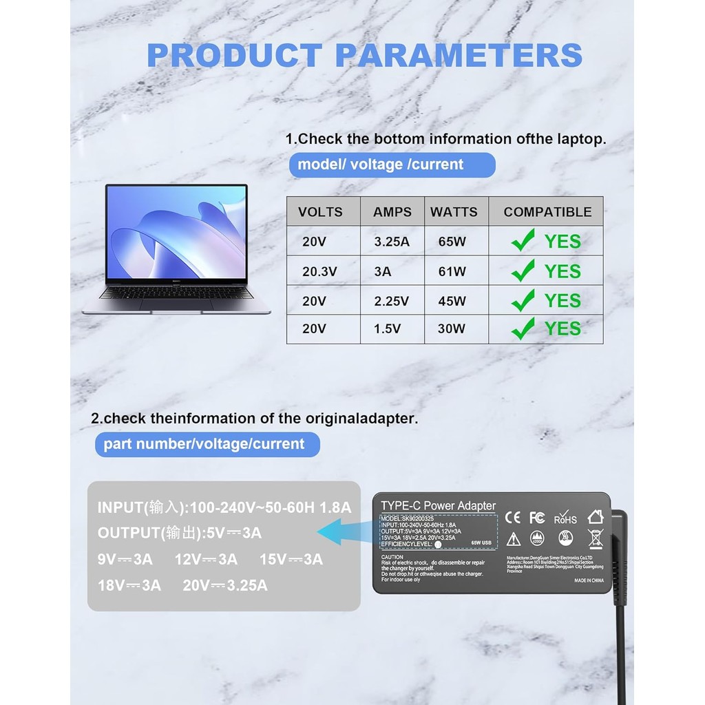 65W 45W USB C แล็ปท็อปชาร์จสําหรับ Lenovo Type C คอมพิวเตอร์อะแดปเตอร์สายไฟ - Thinkpad X1 Carbon T48