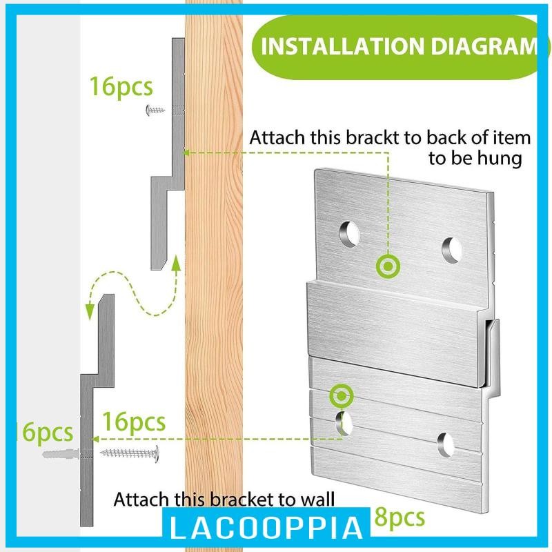 [Lacooppia] 8 คู่ French Cleat Picture Hanger Heavy Duty สําหรับแผงงานศิลปะไวท์บอร์ด