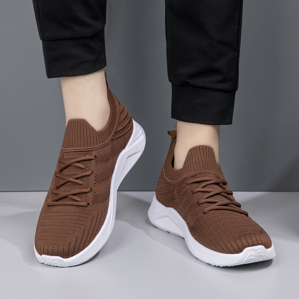 รองเท้าผ้าใบผู้ชายสีดําและสีขาว Slip-On Laces รองเท้ากีฬานําเข้ารุ่นใหม่ - SK805-W