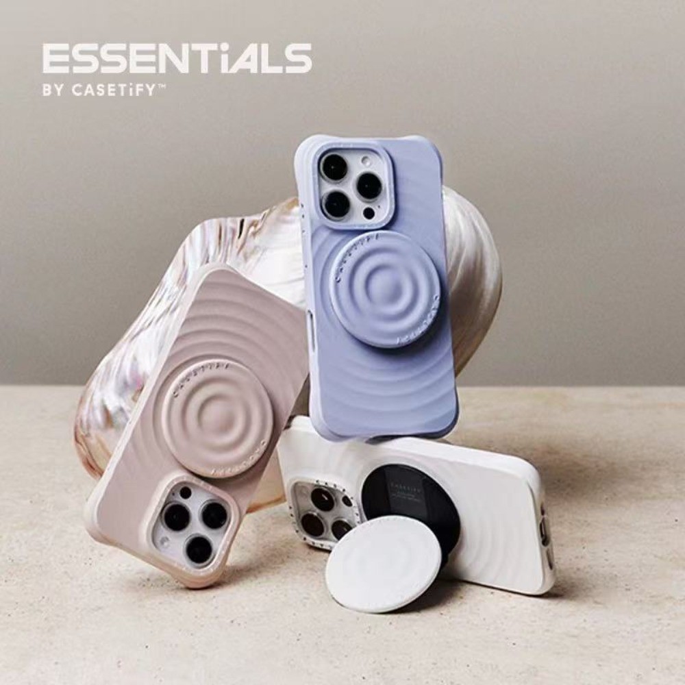 CaseTifg Ripple Grip Stand คุณภาพสูง Super Magnetic พับกล่องสําหรับ iPhone Waves ซิลิโคนเหลว Bracket ทํางานร่วมกับ Universal Fulcrum รุ่น - รูปที่ 3