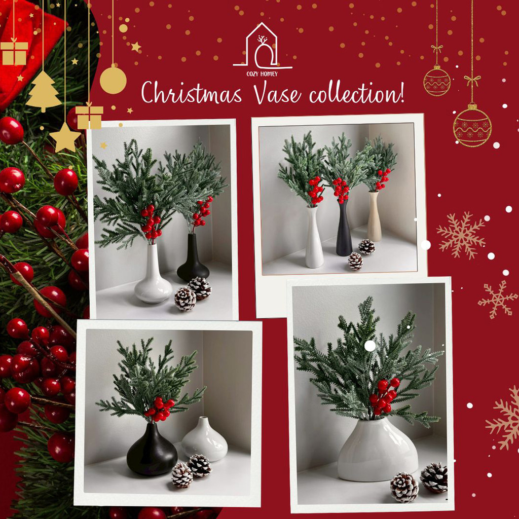 Christmas Vase Collection🎄ชุดแจกันคริสต์มาส ของตกแต่งบ้านคริสต์มาส ปีใหม่ จัดเซตพร้อมวาง | Christmas Vase - Cozy Homey