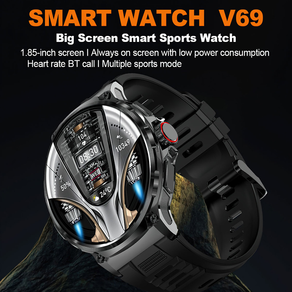 Smart Watch 1.85 นิ้วหน้าจอความชัดเจนกีฬาสุขภาพการตรวจสอบการนอนหลับการนอนหลับ IP68 กันน้ำ BT5.0 400+