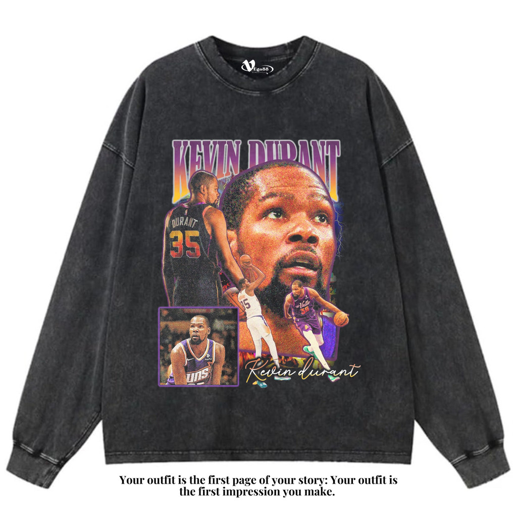 VEGA88 *vin durant* เสื้อยืดแขนยาวโอเวอร์ไซส์ | เสื้อยืดโอเวอร์ไซส์ | เสื้อยืดฟอก | ซักซักผ้า | เสื้