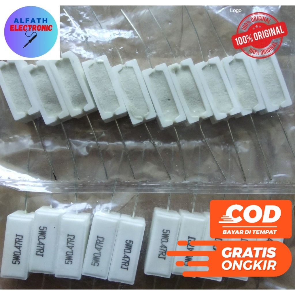 10 ชิ้น 0.47 OHM 5 WATT R LIME 0.47OHM 5W RESISTOR 0.47 OHM 5 วัตต์คุณภาพที่ดีดั้งเดิม