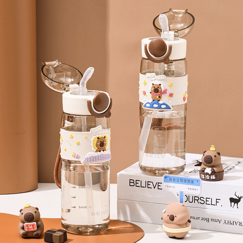 Kabara ถ้วยฟาง tritan การ์ตูนถ้วยน้ําลักษณะถ้วยพลาสติกแบบพกพา Handy Cup 25.9.12