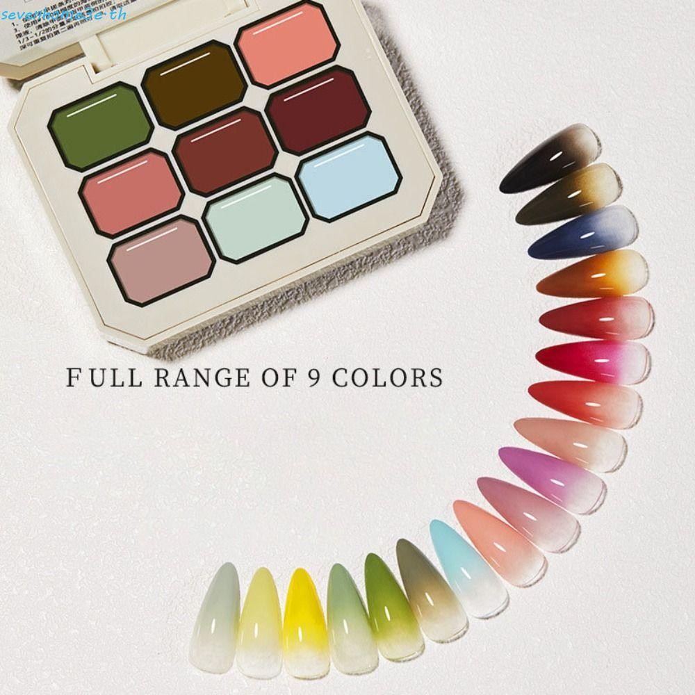 SEVENHOME3E 4IN1 Pat Ombre Gel Nail Polish, Mini 9 สี Easy Gradient Painting Gel, สีสันเล็บฝรั่งเศส 