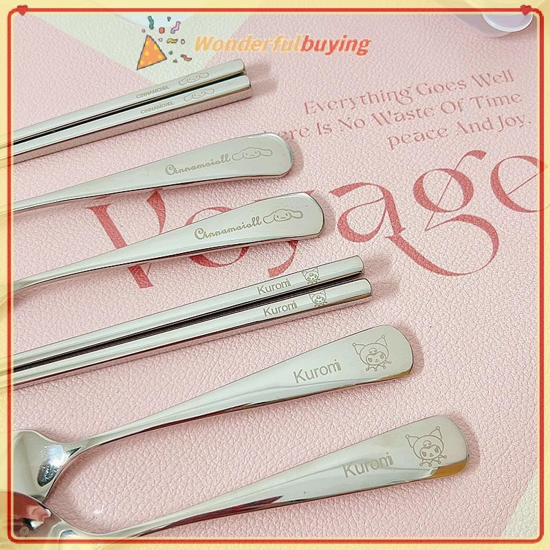 Wbth ชุดช้อนส้อมสเตนเลส ลายการ์ตูน Cinnamorolls น่ารัก สามชิ้น สําหรับเด็ก - รูปที่ 2