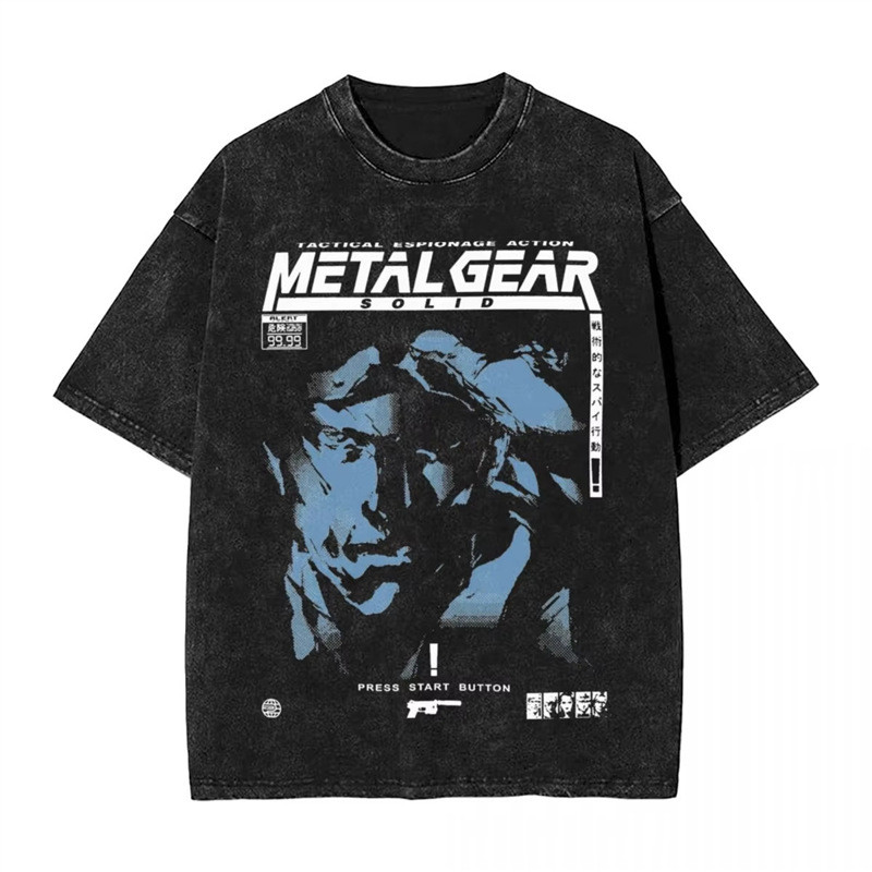 เสื้อยืด MGS1 Solid Snake สไตล์ฮิปฮอปและคูล