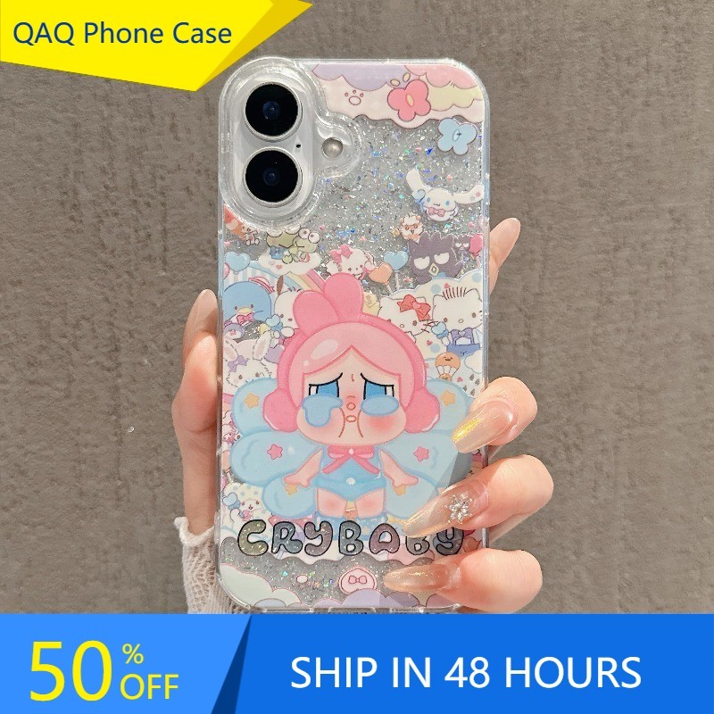 เข้ากันได้กับ iPhone 16 iPhone 15 iPhone 13 iPhone 11 เคสโทรศัพท์กลิตเตอร์ใส รุ่นอัพเกรด RLHXSF173~6#