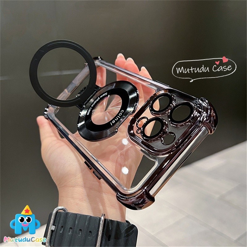 เคสไอโฟน16สำหรับIPhone 16 11 13 15 12  14 Pro Max XR XS X Max 16 15 8 7 Plus เคสพรีเมี่ยมมินิมอลสีดำแบบตั้งพื้น