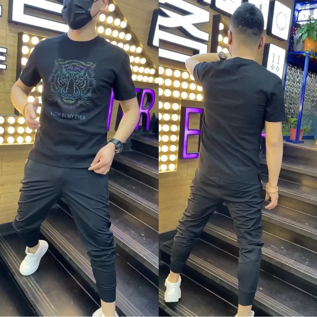 เลเซอร์ new2025 แขนสั้นใหม่ Super Hot Influencer Slim-Fit 23 ผู้ชายที่ไม่ซ้ํากันสไตล์ใหม่อินเทรนด์เส