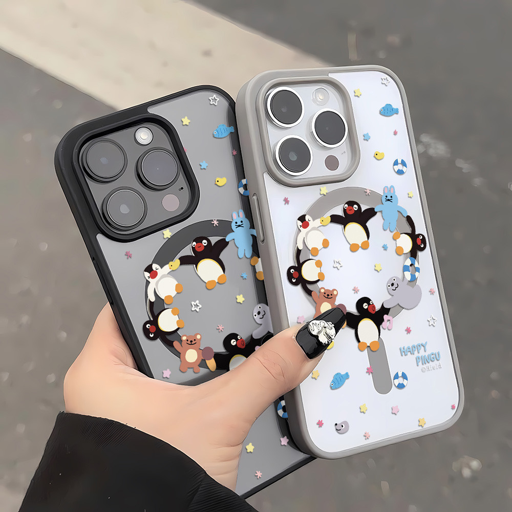 Magnetic เคสโทรศัพท์มือถือ For iPhone 13 11 16 pro max Case iPhone 11 15 14 pro max 12 13 pro max ฝ้า อะคริลิค การ์ตูน
