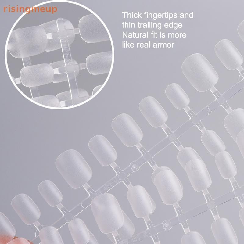[risingmeup] 100 ชิ้น/กล่องเล็บปลอมโปร่งใสกดบนเล็บครอบคลุมเล็บปลอมเคล็ดลับสั้นรูปหยดน้ําสติกเกอร์เต็มรูปแบบสําหรับเล็บใหม่ - รูปที่ 3