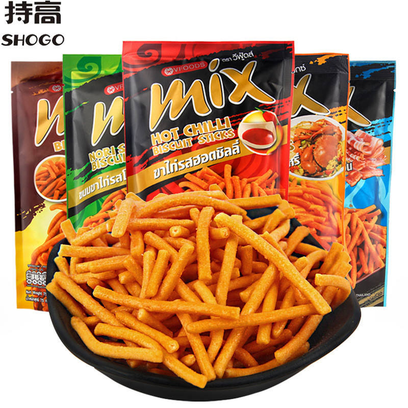 泰国进口VFOODS MIX脆脆条75g 香辣鸡汁味虾条膨化休闲零食品20250918