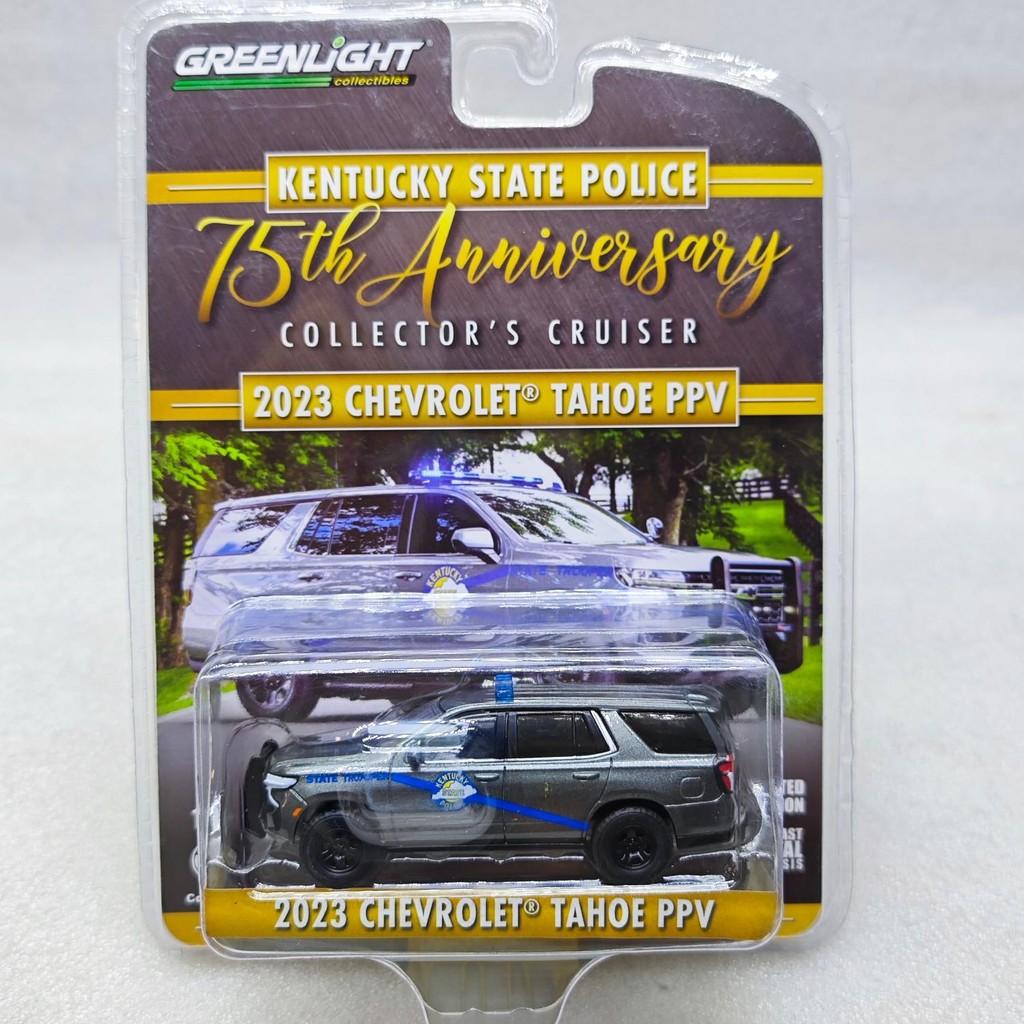 แสงสีเขียว 1: 64 2023 Chevrolet TAHOE PPV Kentucky State Police Car 75th Anniversary 51532