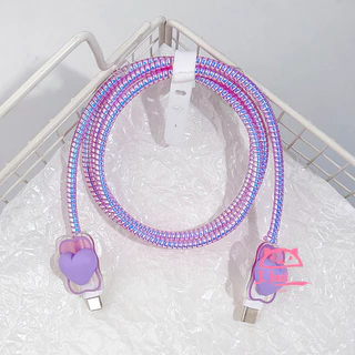 (1ชุด4ชิ้น) เคสถนอมสายชาร์จ Charger Protector Girly ปลอกหุ้มสายชาร์จ USB Type-C รูปหัวใจ สําหรับ Apple 18 20w ทนทานcable