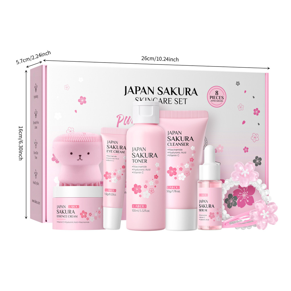 สินค้าใหม่/LAIKOU Sakura Series Version Breaking off Words Facial Care Set FDA Skin Care Products ผู