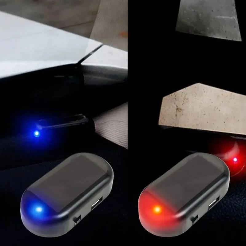 ไฟรักษาความปลอดภัยรถยนต์พลังงานแสงอาทิตย์ปลอม Dummy Alarm ไร้สาย LED กระพริบ Anti-Theft ไฟเตือน Auto Safety อุปกรณ์เสริม