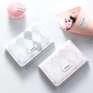 HOBBYIN กระเป๋าสตางค์ หนัง PU ลายตารางหมากรุก สีฟ้า เรียบง่าย อเนกประสงค์ สําหรับใส่บัตรเครดิต บัตรเครดิต