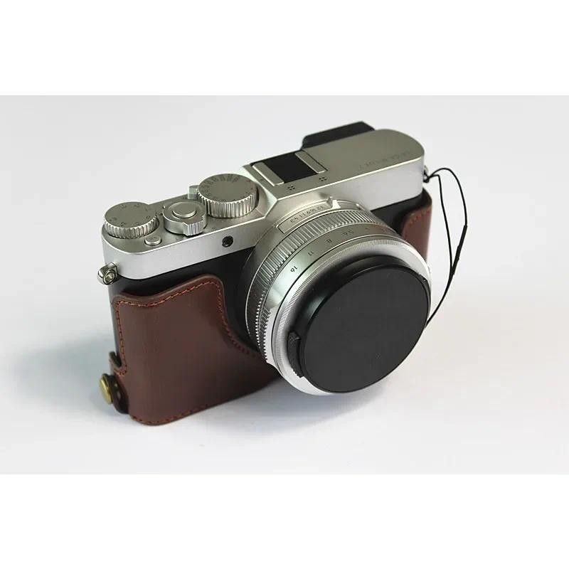 คุณภาพสูง Pu หนังกระเป๋ากล้องครึ่งสายหนังแท้สําหรับ Leica D-LUX7 D-LUX 7 D7 พร้อมแบตเตอรี่เปิด