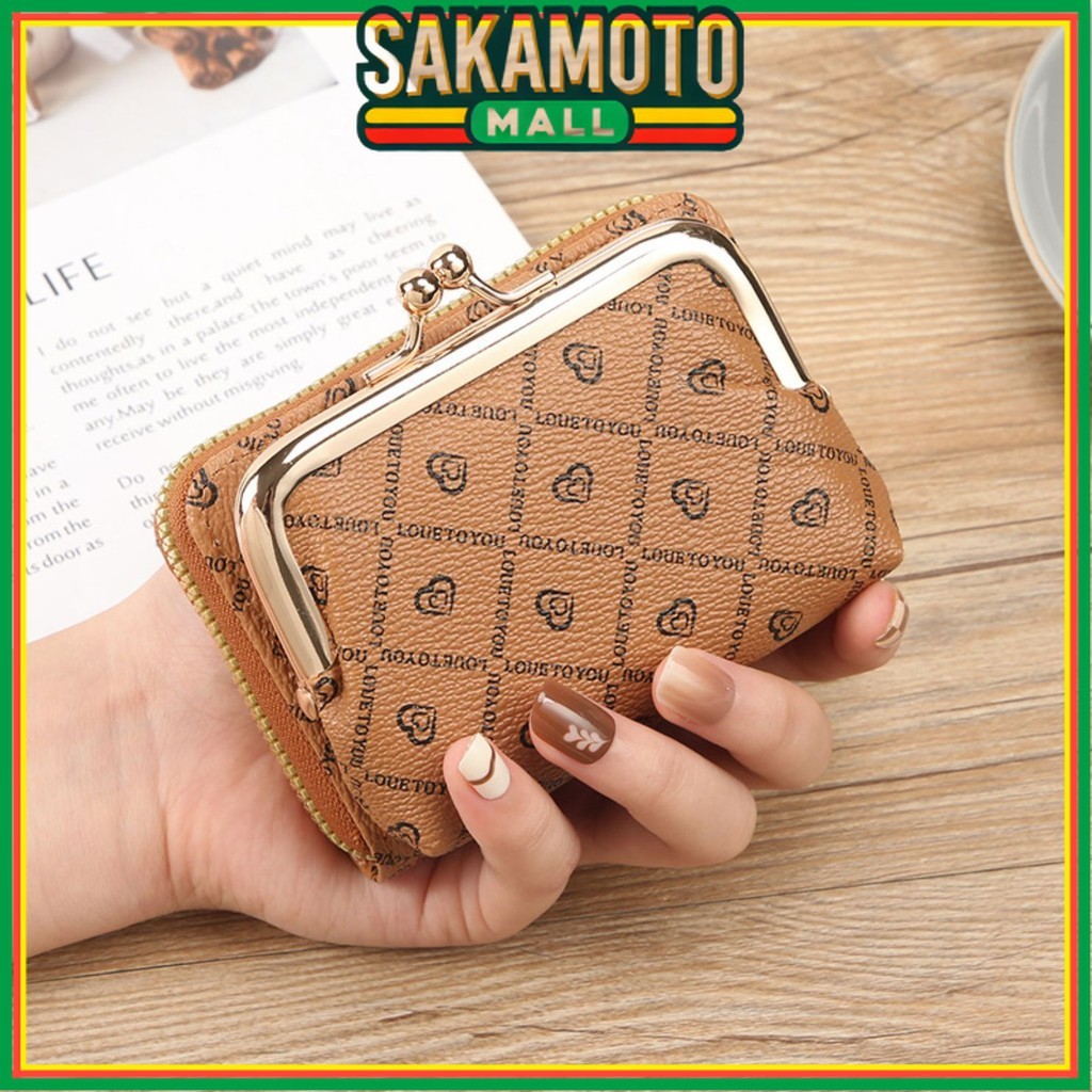 Emily Fashion Leather Zipper Wallet WA1203B7 Korea ล่าสุดสวยสีน้ําตาลวัยรุ่น