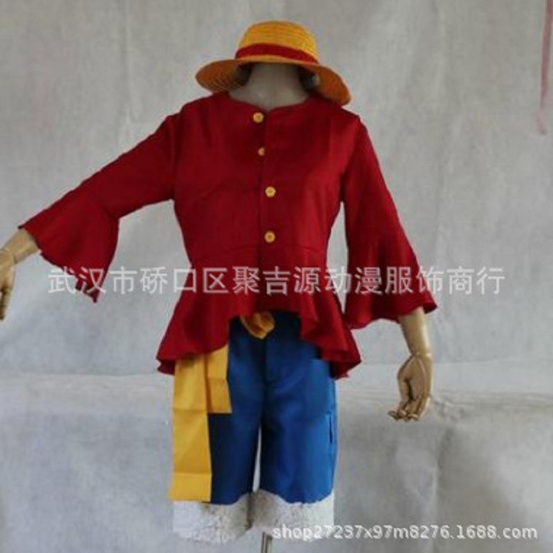 One Piece COSPLAY Luffy รุ่นใหม่ ครบเซ็ตรองเท้าหมวกฟาง