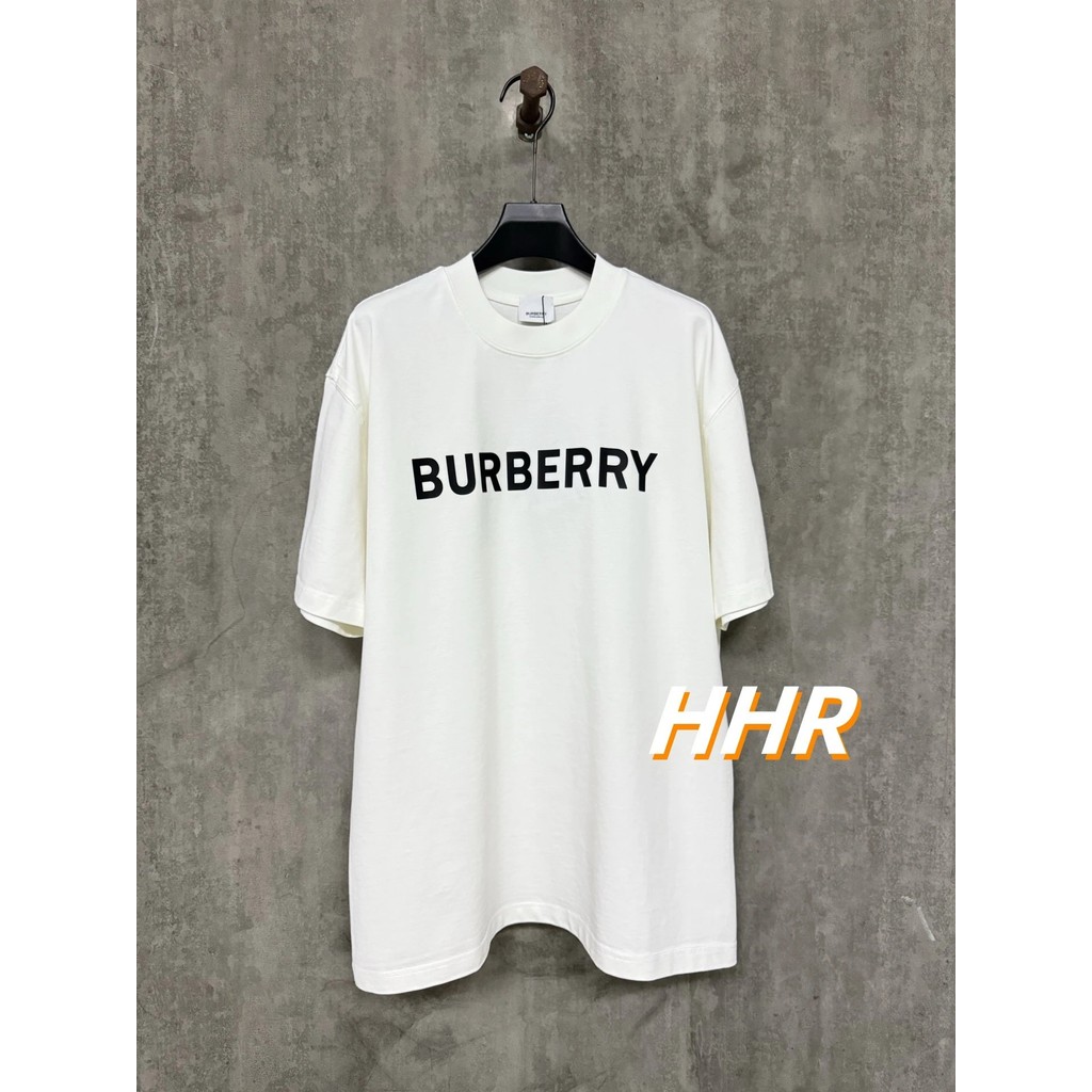 [รุ่นที่ถูกต้อง] BBR น้ําหนัก 400g 25ss ตัวอักษรคลาสสิกซิลิโคนพิมพ์รอบคอแขนสั้นเสื้อยืด FW25 ผ้าฝ้าย