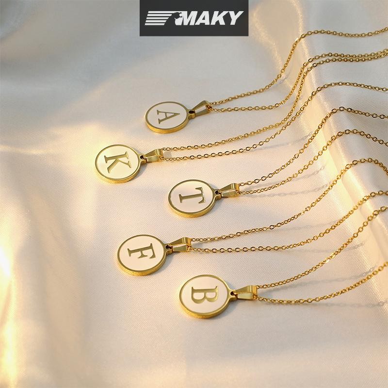 Llph มินิมอล เริ่มต้น เคลือบ สีขาว A-Z จี้ตัวอักษร ปรับแต่ง จี้สร้อยคอ สําหรับผู้หญิง ผู้ชาย เครื่อง