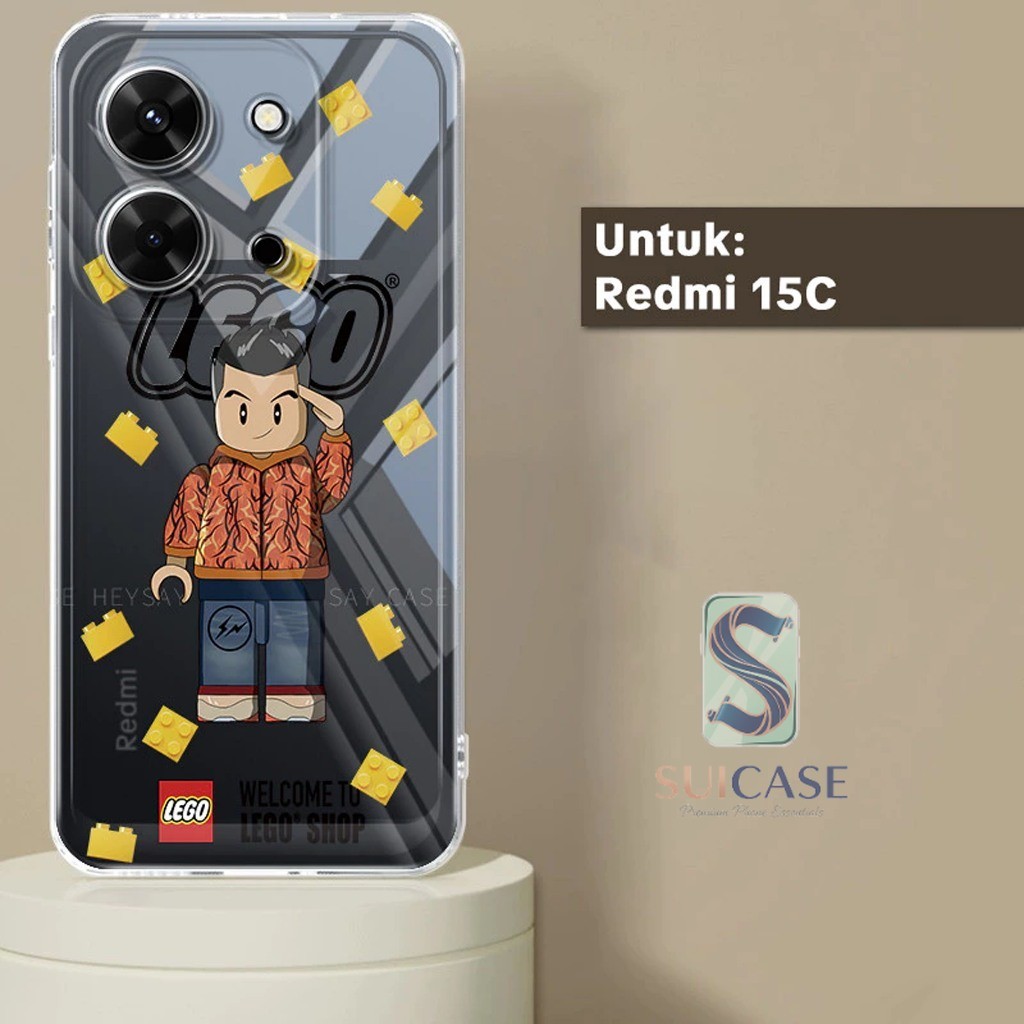 พรีเมี่ยม GLOSSY CLEARCASE เข็มทิศนุ่มสําหรับ REDMI 15C และ POCO C85 4G / 5G MOTIF PNG-LEGO-1