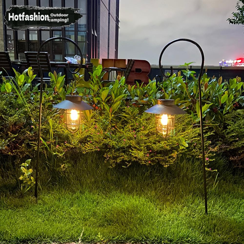 พลังงานแสงอาทิตย์ Retro Camping โคมไฟกันน้ํา Vintage Night Light แบบพกพากลางแจ้งแขวนเต็นท์ LED โคมระย้าสําหรับเดินป่าฉุกเฉิน Garden Yard Decor