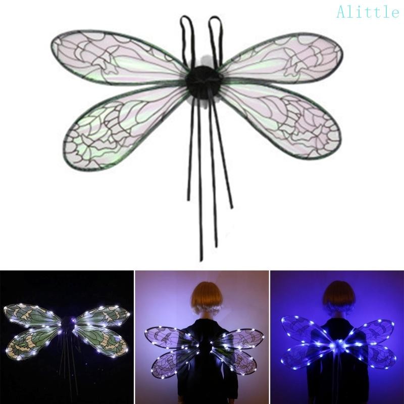 Alia Dragonflies Wing Light Up Angel Wing LED Cicada Wing ฮาโลวีนเครื่องแต่งกาย Wing Dress Up Elves 