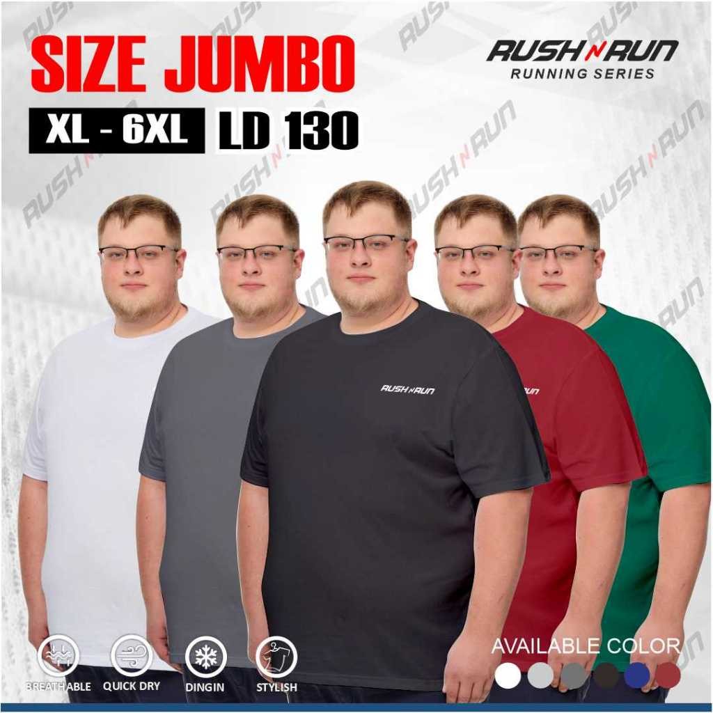 Rush N Run ชุดกีฬาขนาดใหญ่สําหรับผู้ชายวิ่งยิมฟุตซอลจัมโบ้ท็อป 6XL LD 130 Dryfit วัสดุ