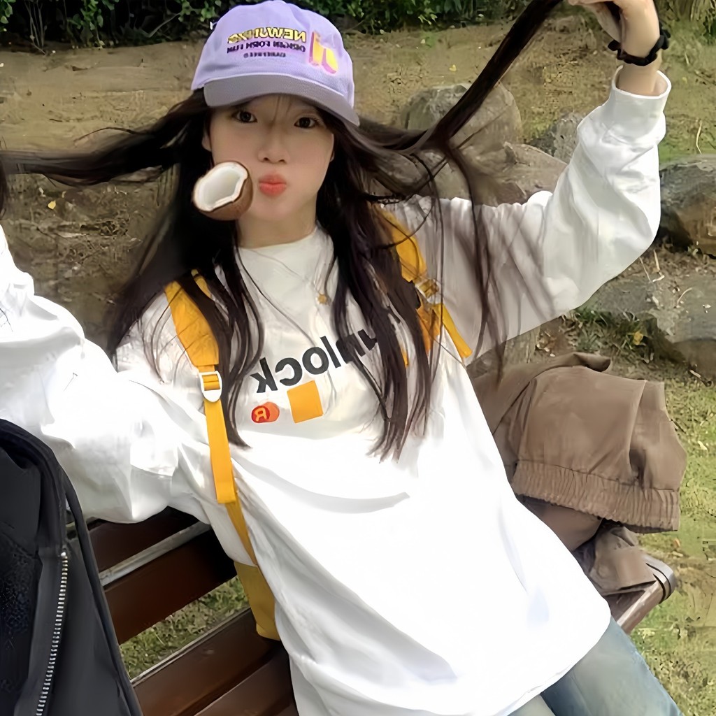 COD 2025ins Solona 210g Cuffed Long Sleeve Versatile Elegant Harajuku Fashion Lazy Artistic Trend Ja