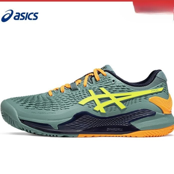 Mens New Style GEL-RESOLUTI 9 PADEL รองเท้าผ้าใบ, Rackets and Tennis Shoes, Stable Support, Army Gre