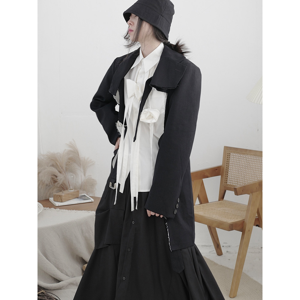 แจ็คเก็ตยีนส์YOJI Yamamoto การออกแบบลายพิเศษ ทรงหลวมสำหรับผู้หญิง ดีไซน์ตามสไตล์ญี่ปุ่นและอังกฤษ