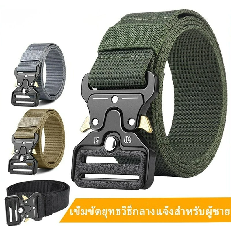 พร้อมส่ง เข็มขัดยุทธวิธี เข็มขัดผู้ชาย ไม่ลอกไม่ต้องเจาะรู แฟชั่นสไตส์อินเทรนด์ สายไนล่อน ทนต่อการสึกหรอ