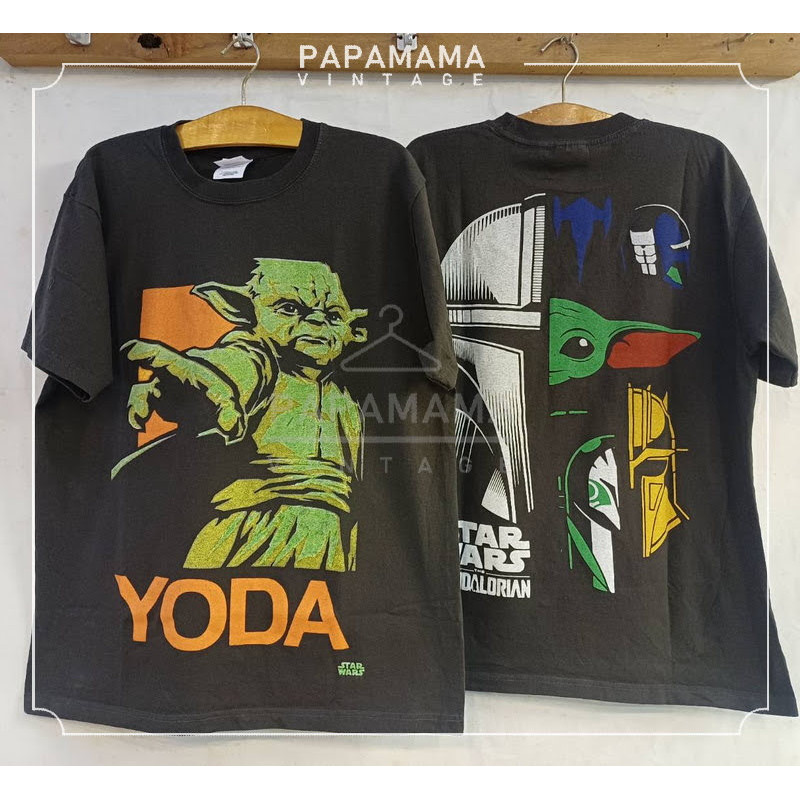 STAR WARS YODA MANDALORIAN tag HANES เสื้อวินเทจ เสื้อซีรี่ส์ การ์ตูน papamama vintage shirt