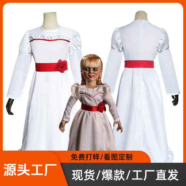 ฮาโลวีน halloween costume ชุดคอสเพลย์ Conjing Doll Annabelle สไตล์สยองขวัญสีขาว สำหรับHALOWEEN