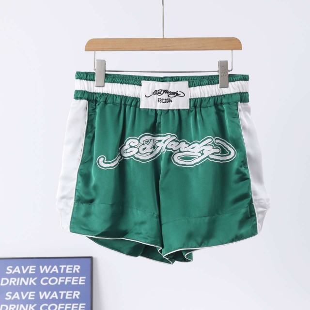 STREET Wear ED Hardy Tiger Head กางเกงขาสั้นผู้ชายและผู้หญิง ลายพิมพ์และปักตัวอักษร ผ้านุ่มสบาย เหมา