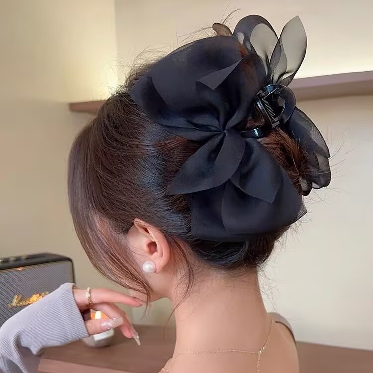 กิ๊บติดผมขนาดใหญ่ Super Fairy Gauze Bow Grab Clip