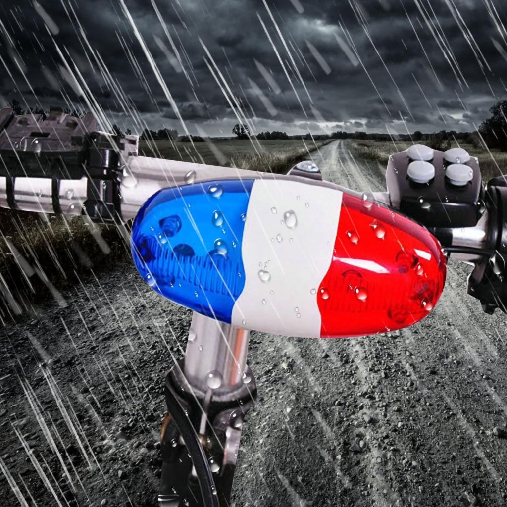 Phoenixshop Siren สําหรับจักรยาน ycle Horn กันน้ําขี่จักรยาน 6 ไฟ LED 4 ปรับแต่ง 120dB