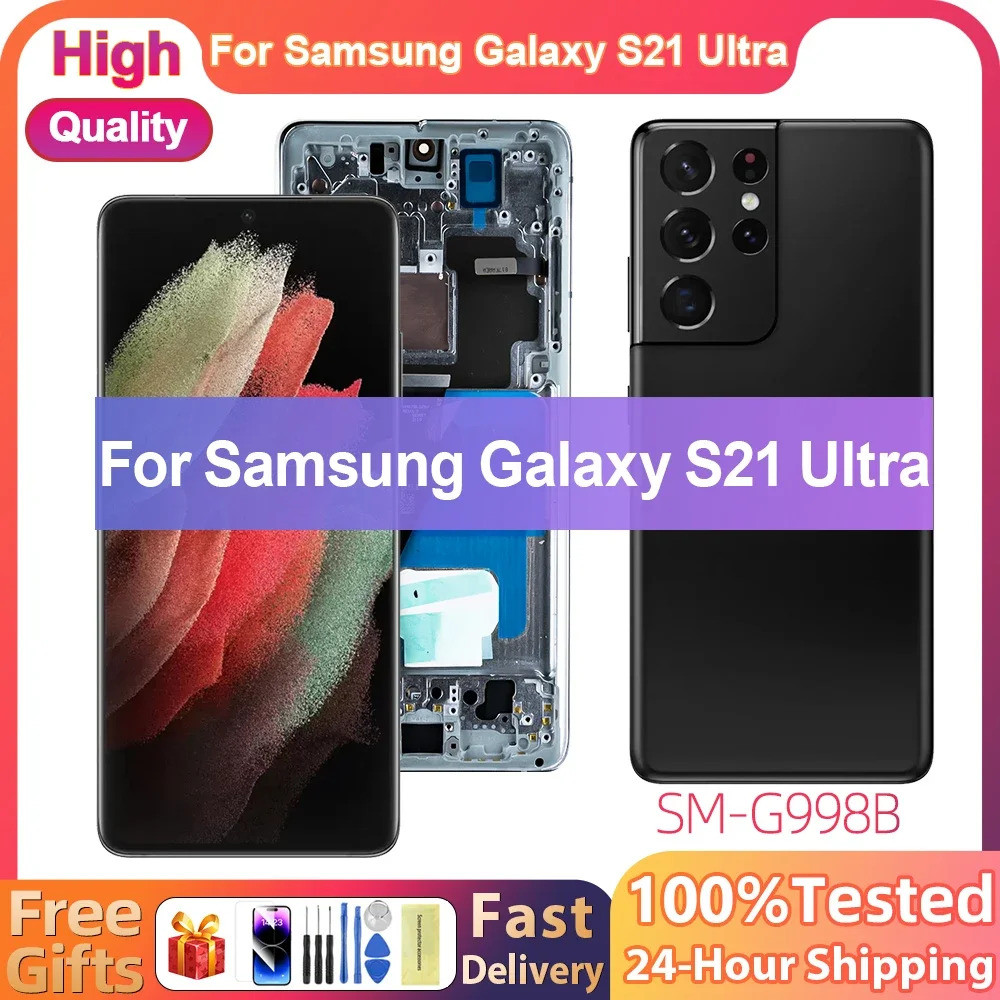 6.8 Super Amoled สําหรับ Samsung Galaxy S21 Ultra 5g จอแสดงผล Lcd หน้าจอสัมผัสดิจิตอลสําหรับ G998f G