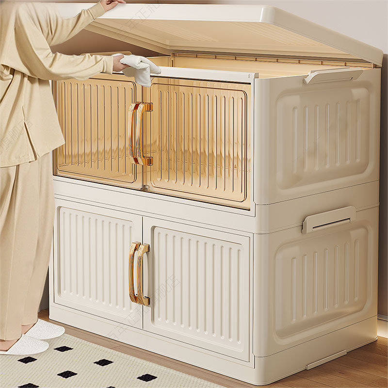 ตู้เก็บของพับได้ 【มีสต็อก⚡ส่งวันนี้】ตู้เก็บของพลาสติกมัลติฟังก์ชั่น ตู้เสื้อผ้าขนาดใหญ่ มีล้อ ป้องกันฝุ่น จัดเต็ม