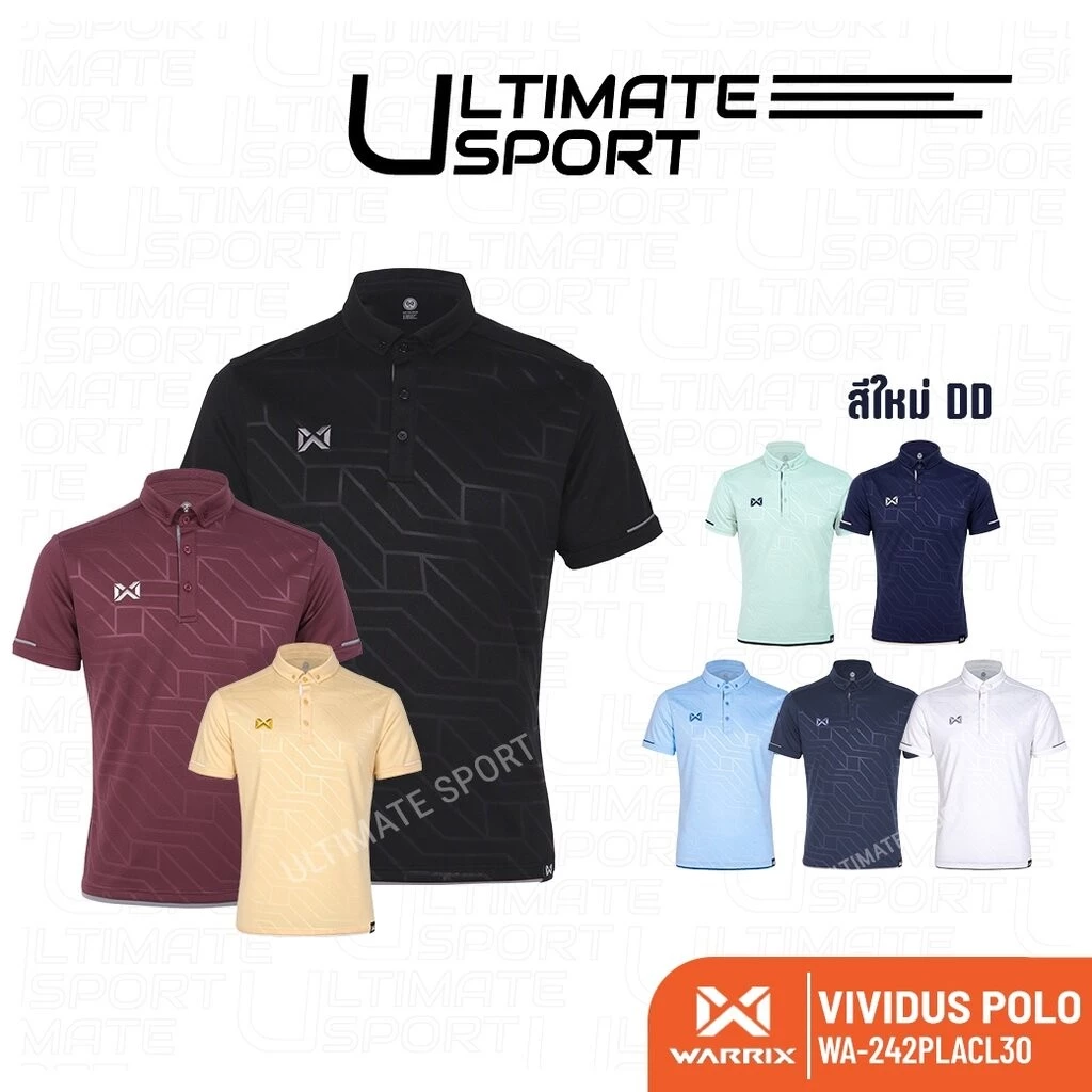 Warrix เสื้อโปโลวาริกซ์ วอริกซ์ Vividus แขนสั้น คอปก ใส่สบายไม่ต้องรีด WA-242PLACL30 ดำ/กรมท่า/ฟ้า