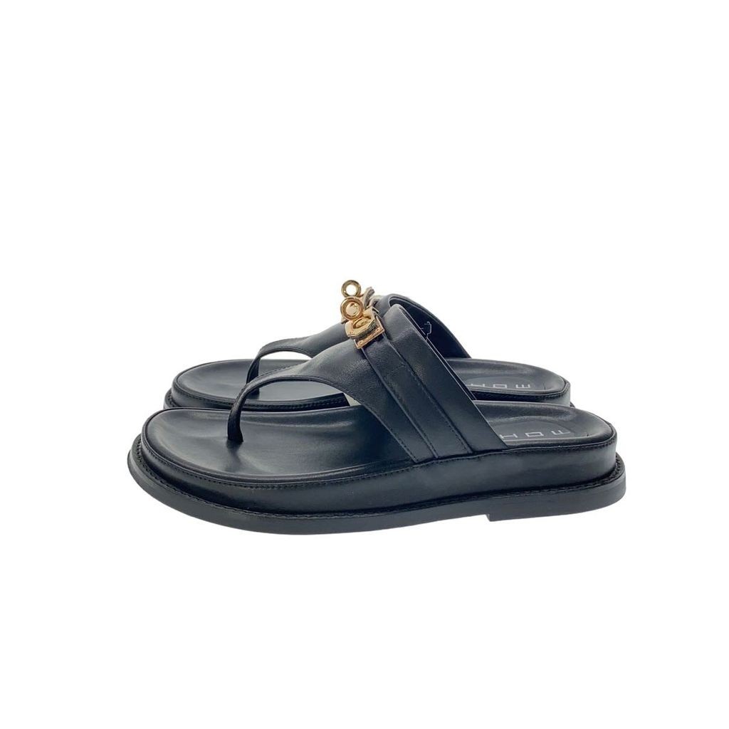 MOHI... Sandals thong 37 BLK leather Direct from Japan Secondhand