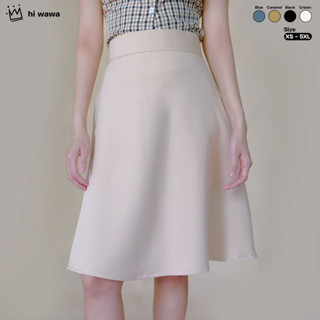 hi wawa - กระโปรงเอวสูง ทรงเอย้วย ซิปหลัง เนื้อผ้าทิ้งตัว ชุ…