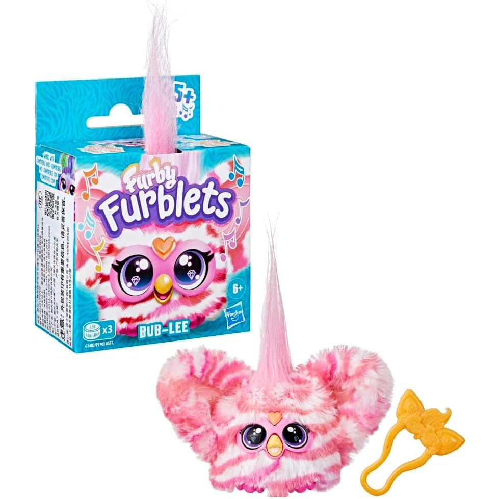 45+ Sounds & Music, Speaks Only Furbish, Electronic Plush Toys Pink & White Furby Furblets Bub-Lee M