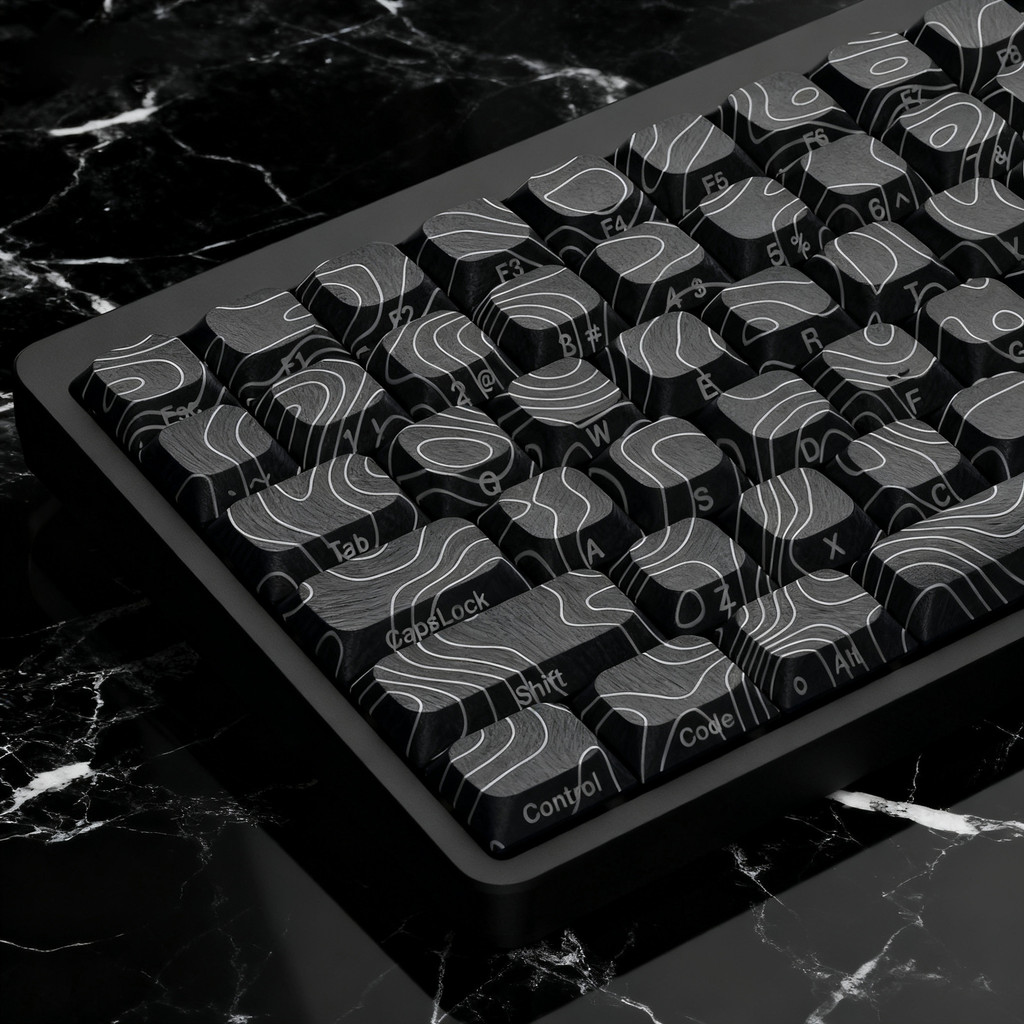 120-Key Low Profile Keycap Black Contour ห้าด้าน Dye Sub PBT Keycaps สําหรับคีย์บอร์ดแบบกลไก
