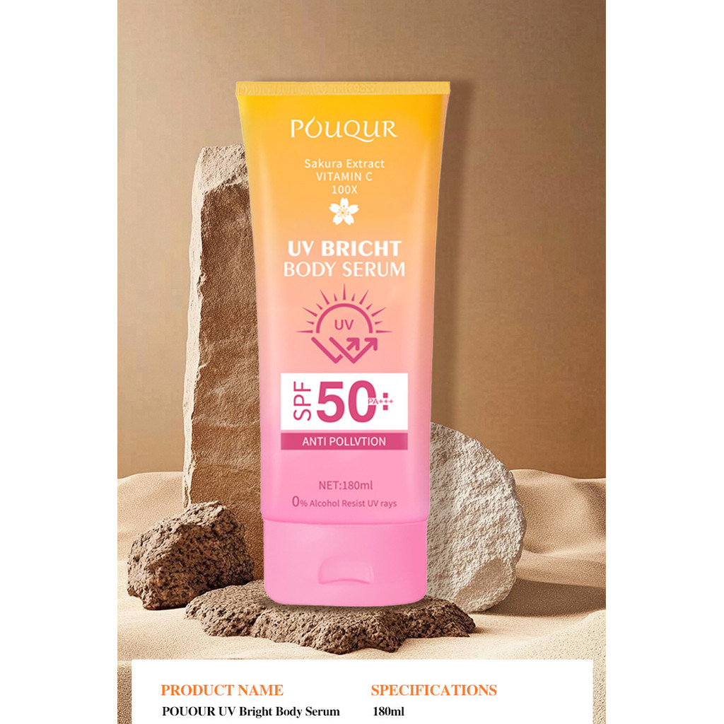 [คลังสินค้าพร้อม] POUQUR UV Brightening Sunscreen กันน้ํา Sweatproof Ultraviolet SPF50+++180ml ZW1A