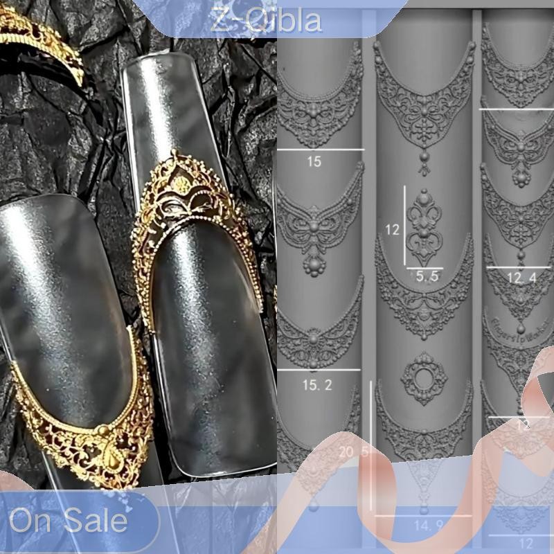 [Z-Qibla-t] Baroque Heart สร้อยคอฝรั่งเศสกรอบรูปอัญมณี 3D อะคริลิคเล็บแม่พิมพ์ตกแต่งเล็บ DIY ซิลิโคน